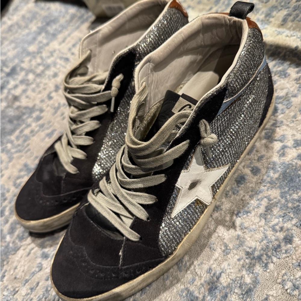 Golden Goose Black and Silver Sneakers